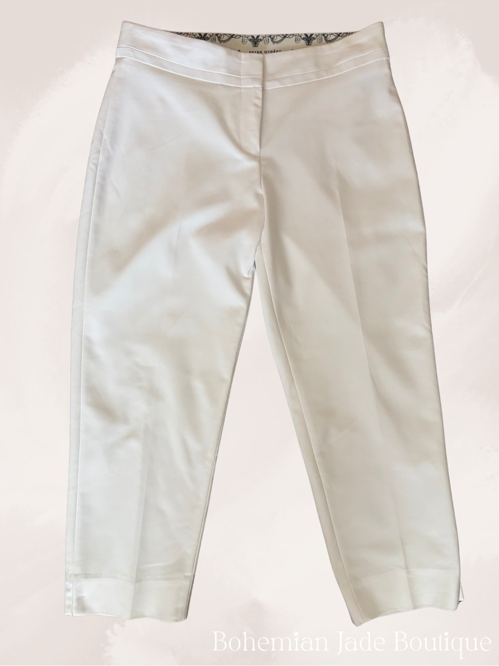 Peter Nygård White Cropped Ankle Pants Women’s 8